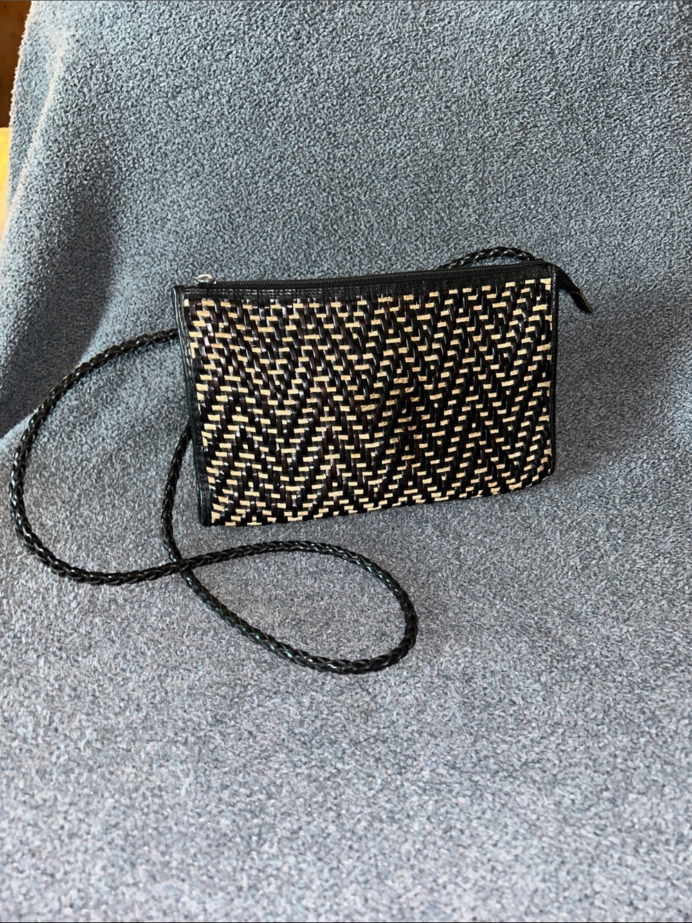 Vintage Preswick & Moore Black and Natural Woven Crossbody